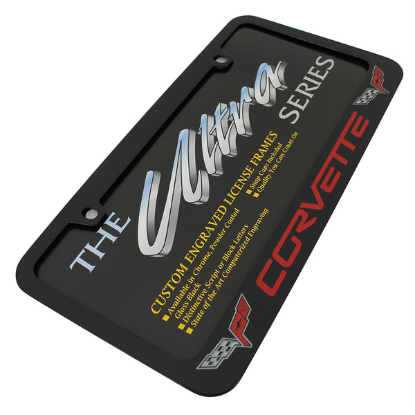 Corvette C6 Red Logo License Plate Frame (Black)