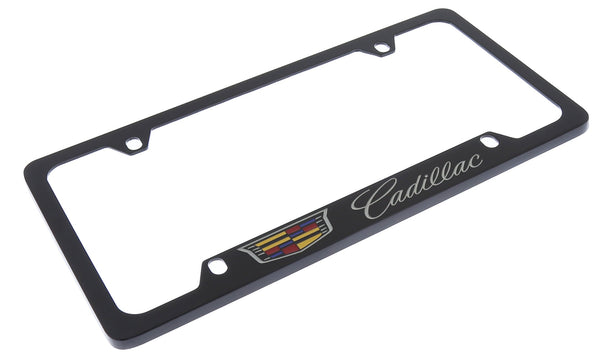 Cadillac Crest New Logo License Plate Frame (Black)