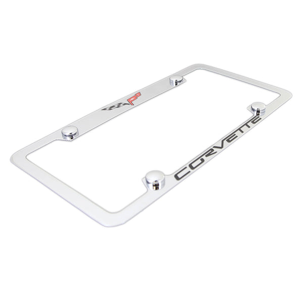 Chevy Corvette C6 Logo License Plate Frame (Chrome)