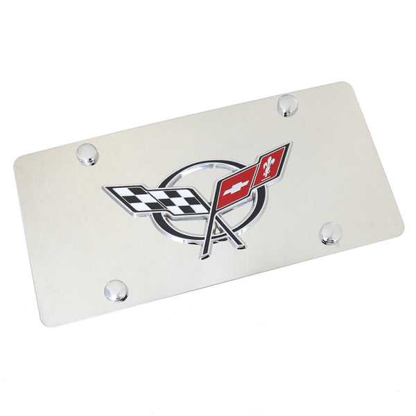 Chevy Corvette C5 3D Logo License Plate (Chrome)