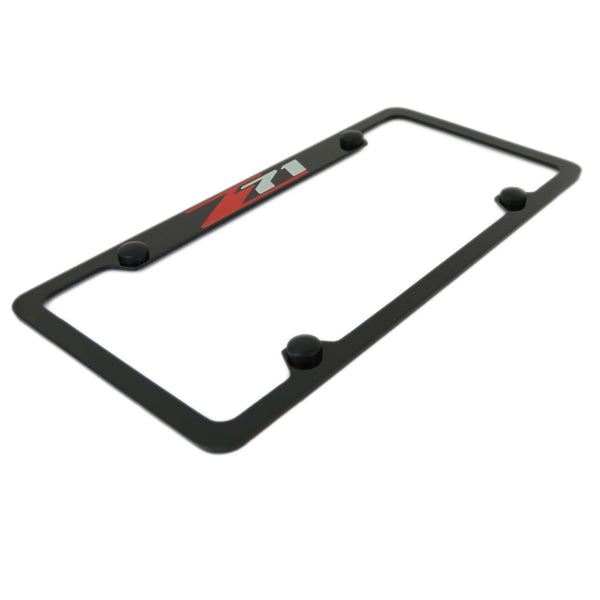 Chevy Z71 License Plate Frame With 4 Holes (Black)