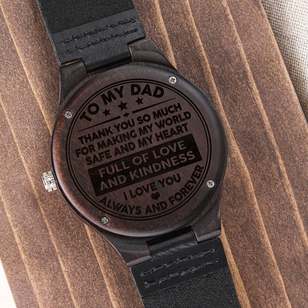 Dad Making My World Safe | Engraved Wooden Watch