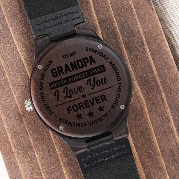 To My Grandpa | You Are My Rock | Engraved Wooden Watch