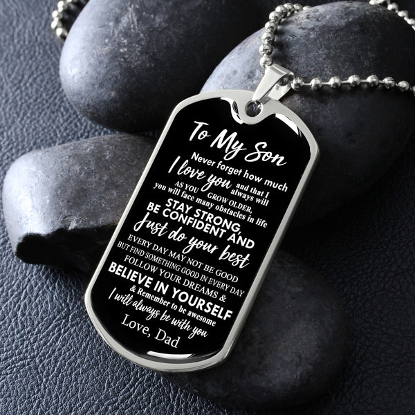 To My Son From Dad | I Will Always Be With You | Dog Tag Necklace | Gift For Son