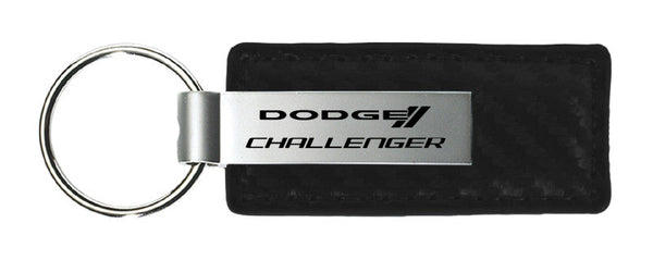 Dodge Challenger Carbon Fiber Leather Keychain (Black)