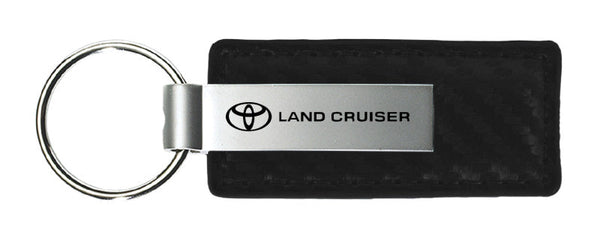 Toyota Land Cruiser Carbon Fiber Leather Keychain (Black)