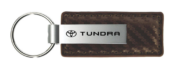 Toyota Tundra Carbon Fiber Leather Keychain (Taupe)