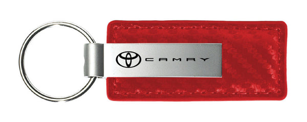 Toyota Camry Carbon Fiber Leather Keychain (Red)