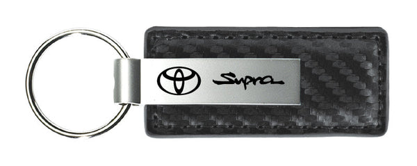 Toyota Supra Carbon Fiber Leather Keychain (Gunmetal)