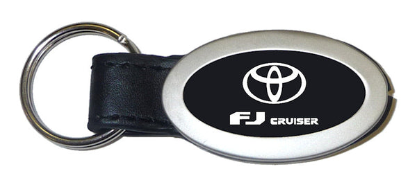 Toyota FJ Cruiser Oval Leather Key Chain (Black)