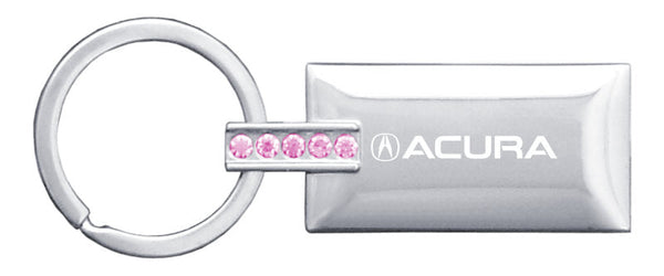 Acura Rectangular Pink Crystal Diamond Keychain (Chrome)