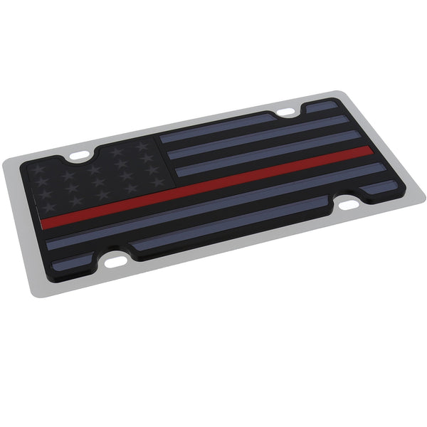 American Flag with Thin Red Line License Plate (Carbon Black)