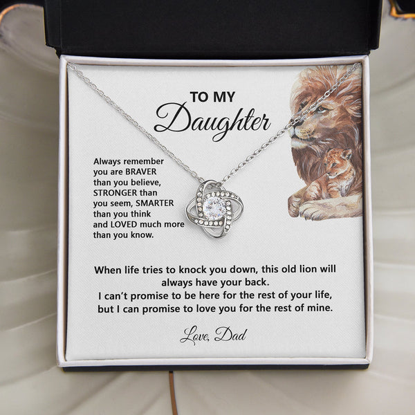 Daughter When Life Tries To Knock You Down | Gift For Daughter From Dad | Love Knot Necklace