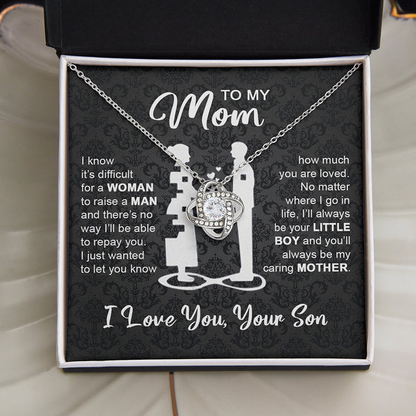 To My Mom Gift From Son | I'll Always Be Your Little Boy | Love Knot Necklace