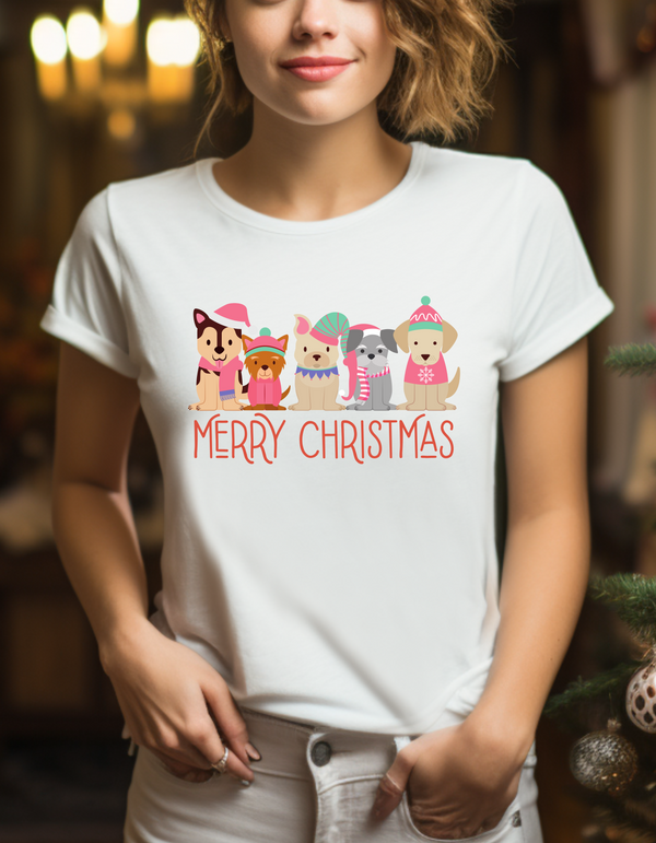 Cute Dogs Merry Christmas  Unisex T-Shirt