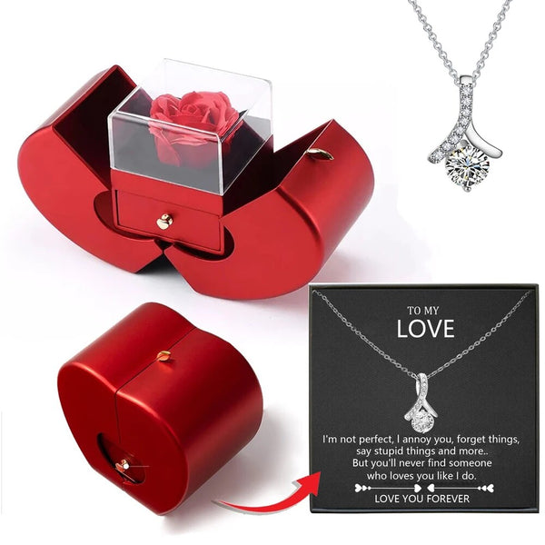 To My Love Necklace | Alluring Beautiful Necklace With Real Rose | Gift Box Rose Flower