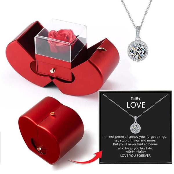 To My Love Necklace | Eternal Hope Necklace With Real Rose | Gift Box Rose Flower