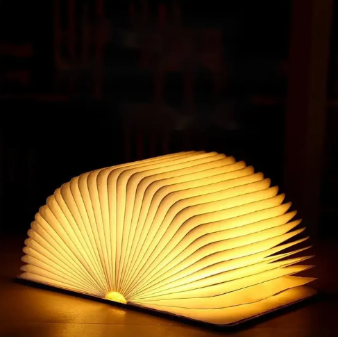 Wooden Book Lamp – Foldable and Portable Ambient Lighting