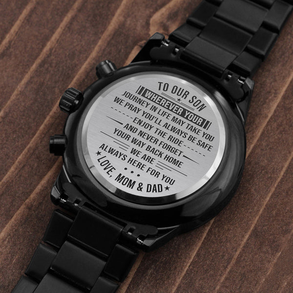 To Our Son Enjoy The Ride Watch, Gift For Son From Dad Mom, Engraved Watch for Son, Birthday Christmas Gift