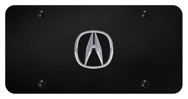 Acura Logo License Plate (Chrome On Black)