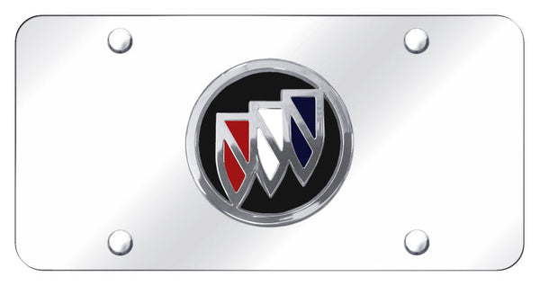 Buick Tri Color Logo License Plate (Chrome on Black)