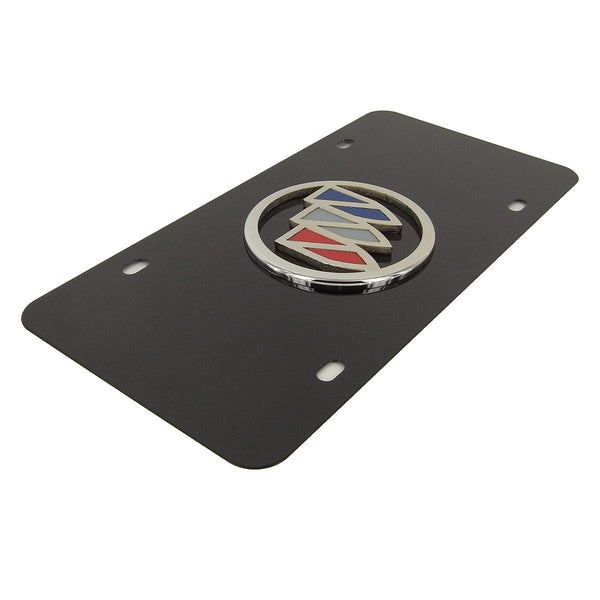 Buick Tri Color Logo License Plate (Chrome on Black)