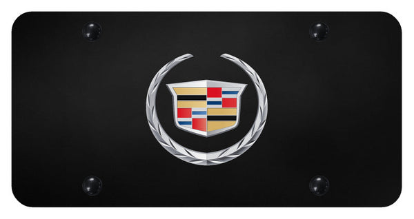 Cadillac New Logo License Plate (Chrome on Black)