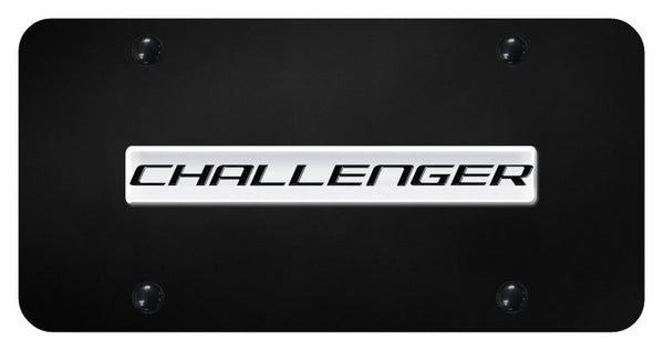 Dodge Challenger Badge License Plate (Chrome on Black)