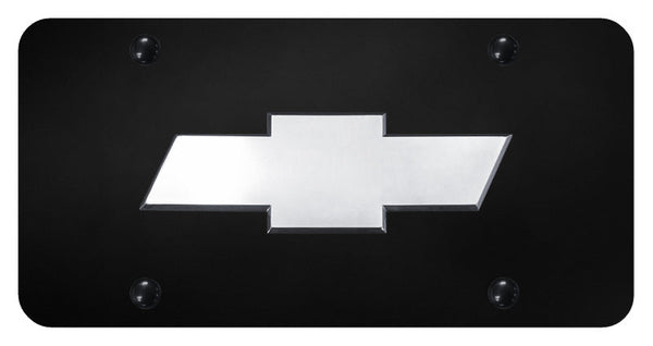 Chevy New Logo License Plate (Chrome on Black)