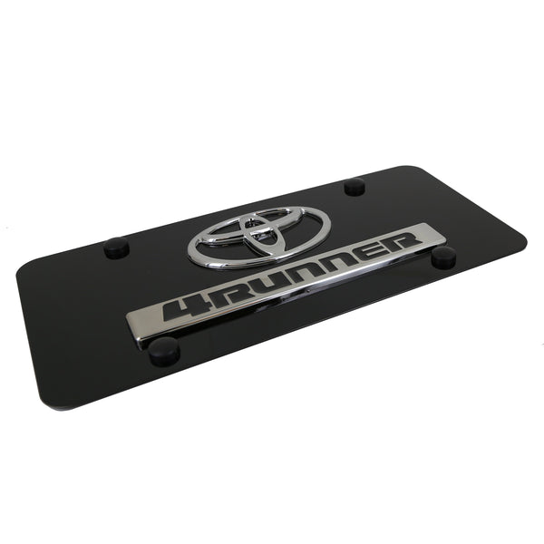 Toyota 4Runner Dual Logo License Plate (Chrome on Black)