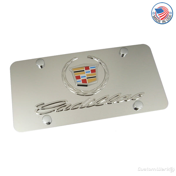 Cadillac New Dual Logo License Plate (Chrome)