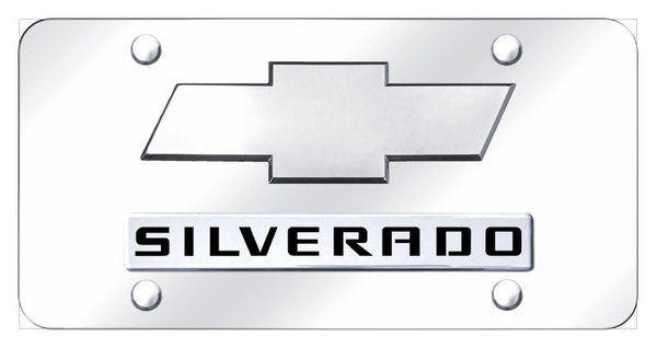 Chevy Dual Logo Silverado License Plate (Chrome)