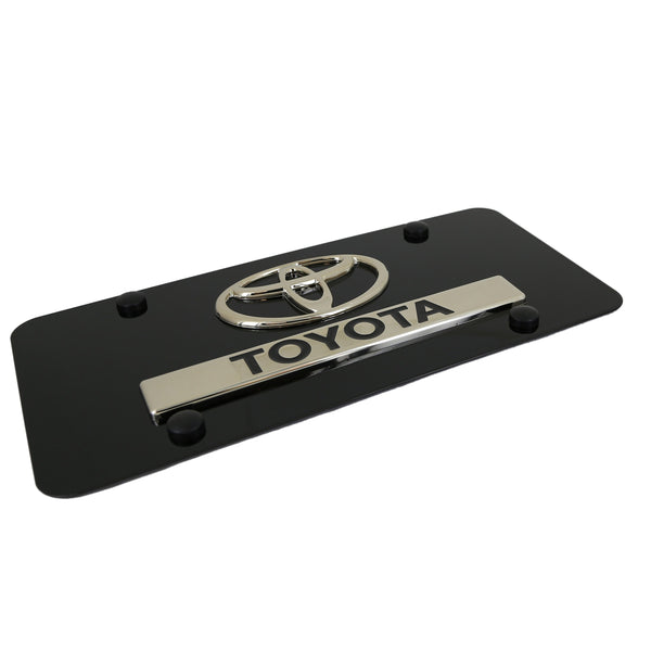 Toyota Dual Logo License Plate (Chrome on Black)