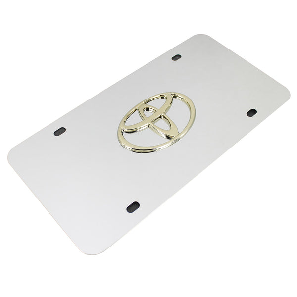 Toyota Logo License Plate (Gold on Chrome)