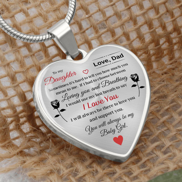 To My Daughter | I Love You | Heart Necklace | Gift for Daughter from Dad | Sentimental Gift