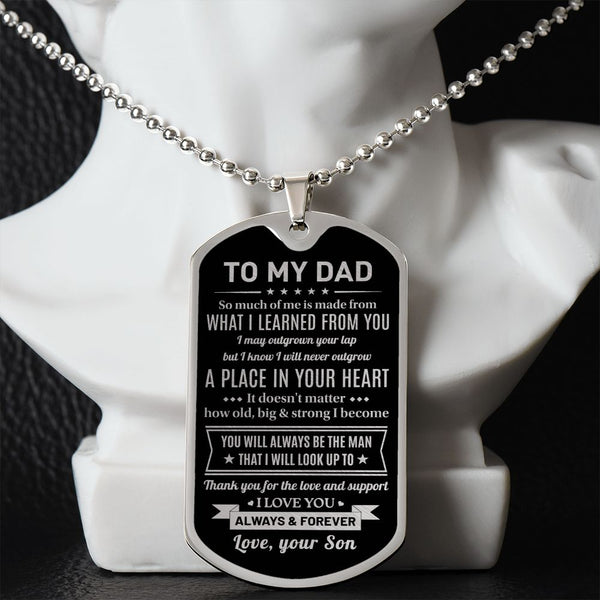 To My Dad - A Place In Your Heart, Dogtag Necklace Gift