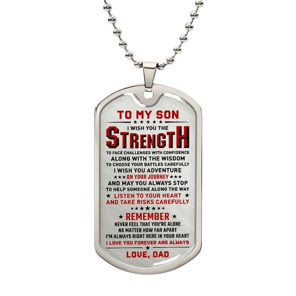 To My Son - I Love You Forever And  Always, DogTag Necklace Gift