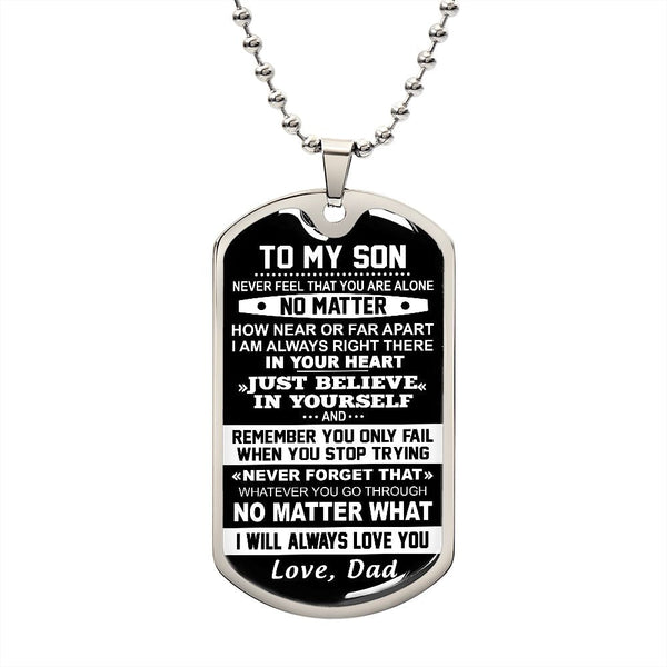 To My Son Gift From Dad | I Will Always Love You | Dog Tag Necklace