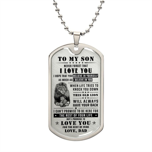 To My Son - This Old Lion Will Always Have Your Back, DogTag Necklace Gift to Son