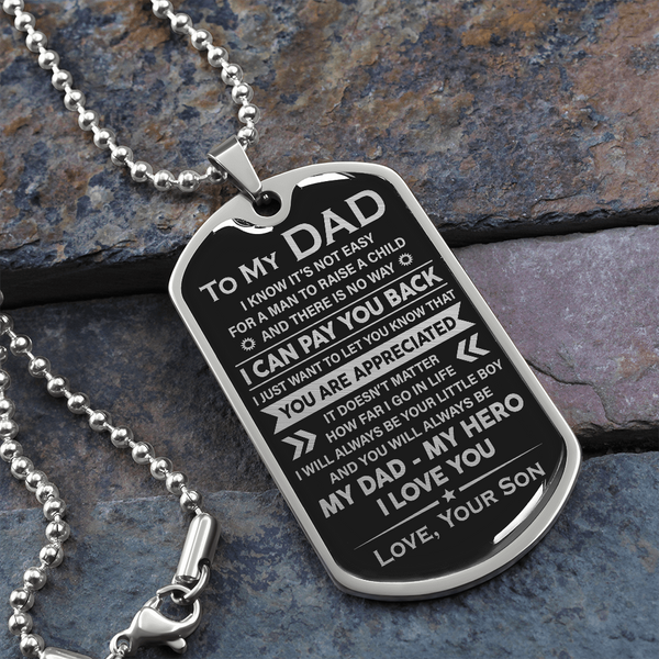 To My Dad | Man To Raise A Child | Dog Tag Necklace