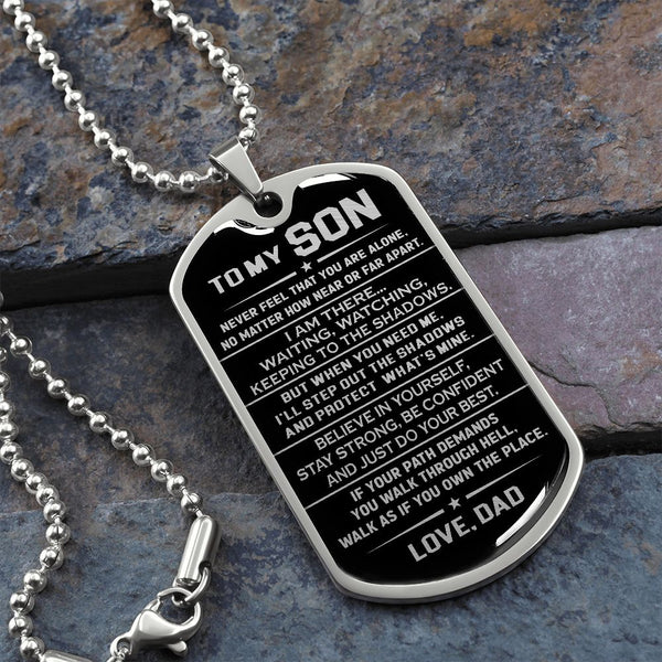 To My Son Dog Tag Necklace, Believe In Yourself, Gift For Son From Dad