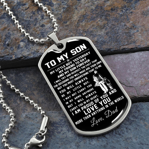 To My Son Gift From Dad | My Little Boy Yesterday | Dog Tag Necklace