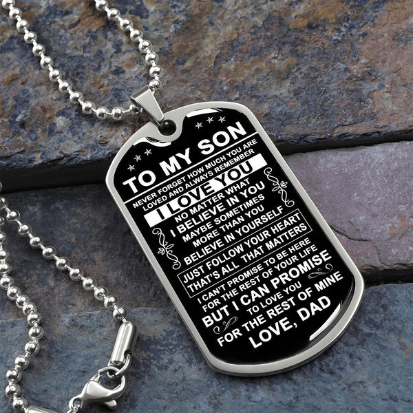 To My Son Gift From Dad | I Believe In You | Dog Tag Necklace