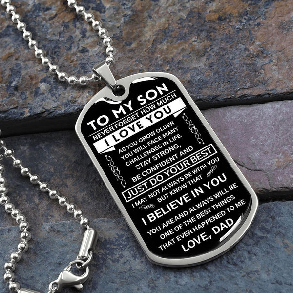 To My Son Gift From Dad | Never Forget That | Dog Tag Necklace | Anniversary Gift