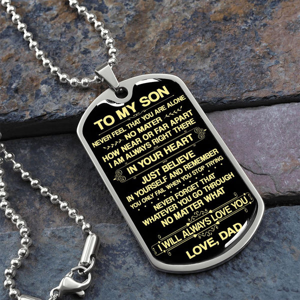 To My Son Gift From Dad | I Will Always Love You | Dog Tag Necklace