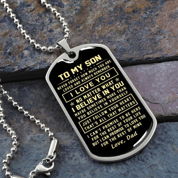 To My Son Gift From Dad | Just Follow Your Heart | Son Gifts Dog Tag Necklace