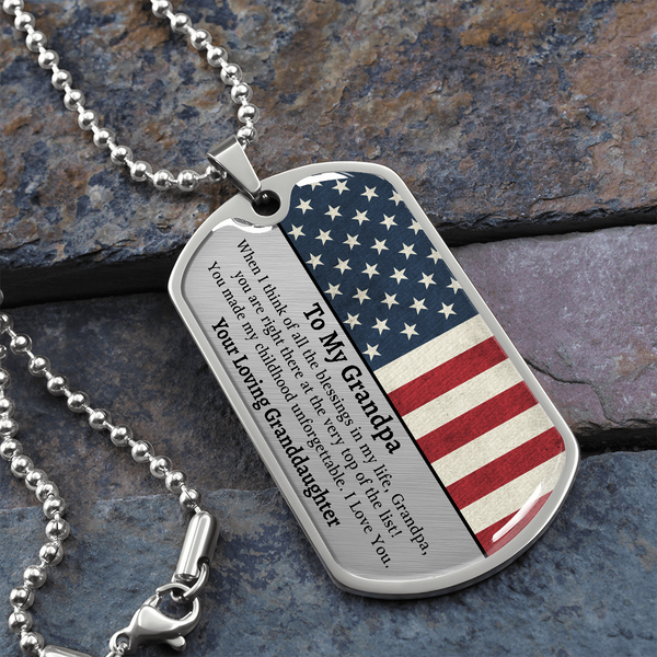 To My Grandpa | Blessings In My Life | Graphical Dog Tag