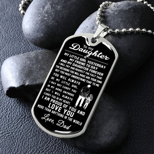 To My Daughter | My Little Girl Yesterday | Dog Tag Necklace Gift From Dad