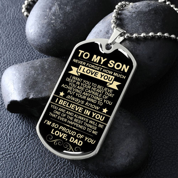 To My Son From Dad | I'm So Proud Of You | Dog Tag Necklace