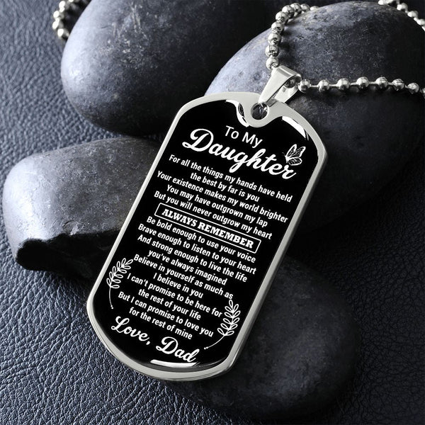 To My Daughter Gift From Dad | Always Remember | Dog Tag Necklace Love Dad